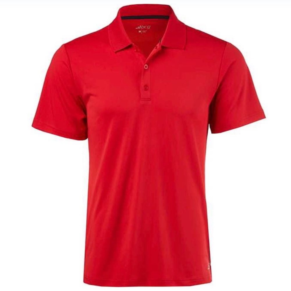 BCG Mens Tango Red Training Coaches Short Sleeve Textured Polo Shirt NWT Large
